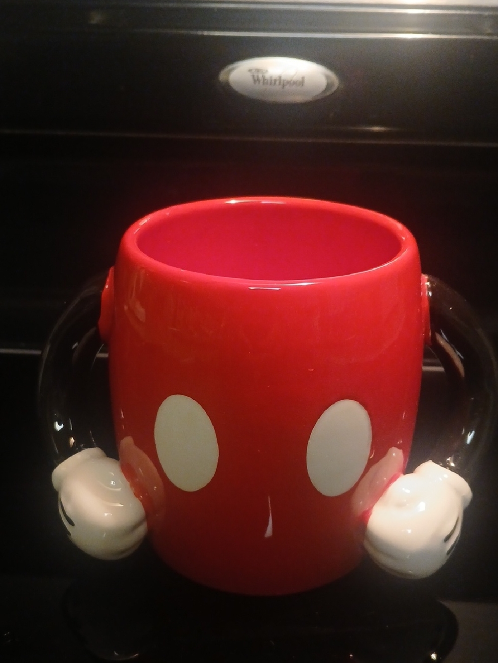 Mickey Mouse Red Ceramic Mug with White Accent and Gloved Handles